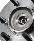 Close-up of beefed up front wheel bearing and hub assembly with ABS for 2015 2016 2017 Ford F150 6 lug 4WD 4x4 heavy duty