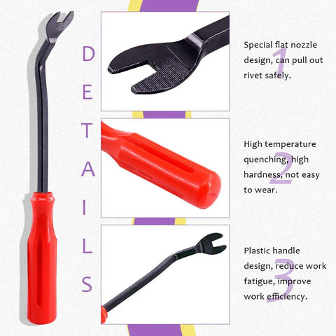 41 Piece Pro Grade Poly Rivet Gun Kit With Rivet Removal Tool showing red handle and flat nozzle design.