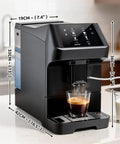 Get That Fresh Barista Hit Without The Hustle Using This Automatic Espresso Coffee Machine Loaded With A Built In Grinder And Auto Milk Frother For Slick Bean To Cup Brewing And Smooth Flavor Daily, showcasing a black espresso machine brewing coffee.