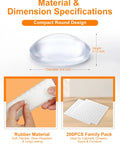 200 Piece Clear Silicone Cabinet Bumpers With Sticky Self Adhesive Backing For Dead Quiet Drawers And Smooth Furniture Glide dimensions with compact round design shown.