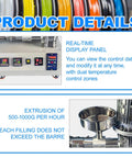 Pro Level Single Screw Filament Extruder Kicks Out Print Ready Spools From Raw Pellets With Slick Temp Controls and display panel view