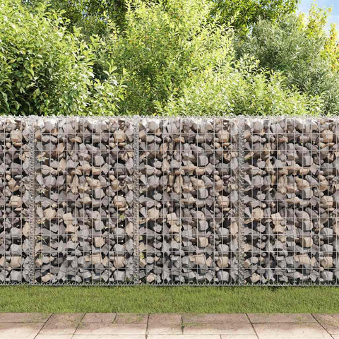 Heavy Duty Galvanized Gabion Wall Basket 236 X 11.8 X 59 Inch filled with rocks for privacy screens and landscaping.