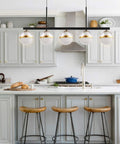 32 Inch Wide Modern LED Kitchen Island Pendant Light Five Light Kit Adjustable Height Dimmable 3000K Warm White Black And Gold Finish Chandeliers For Kitchen Island And Dining Room