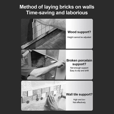 Laying bricks on walls using wood, porcelain, and wall tile support methods for Pro Workhorse Tile Lifter Tool With Thick Shock Absorbing Pad Multi Function Height Adjustment For Hassle Free Heavy Duty Ceramic Slate And Stone Moving.