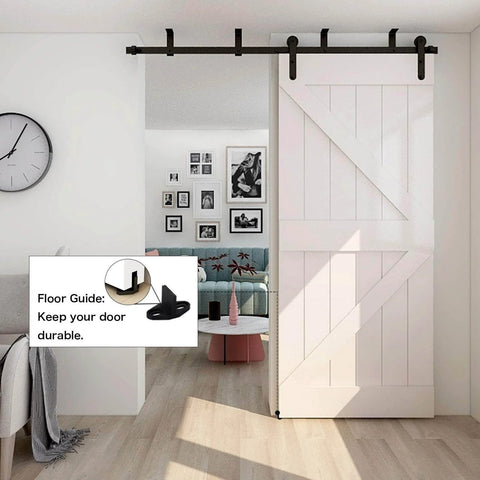 7ft Ceiling Mount Sliding Barn Door Hardware Kit For 42 Inch Wide Wooden Door, No Fuss Setup, Smooth Quiet Operation