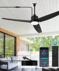 Waterproof Outdoor Ceiling Fan With Light 52 Inch With App And Remote Control Three Color LED Light on patio