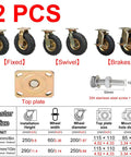 Heavy Duty Pneumatic Rubber Caster Set Featuring Smooth Swivel Brake Options Roll Like Butter On 8 Or 10 Inch Wheels showcasing fixed, swivel, and brake casters.