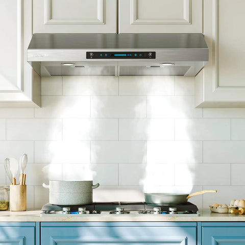 Top Notch 30 Inch Under Cabinet Range Hood With 1200 CFM Power, 4 Speed Gesture Sensing Kitchen Exhaust Hood, Touch Control Panel