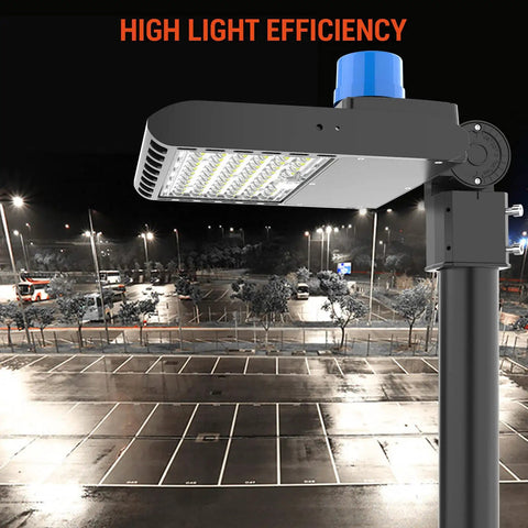 LED Stadium Flood Light Outdoor 30 Degree Beam Kickin' Bright 75000 Lm 5000K illuminating a parking lot at night