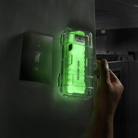 Emergency LED Flashlight With Case And Photo Luminescent Body, 378 Lumens On High And 39 Lumens On Low, mounted on wall