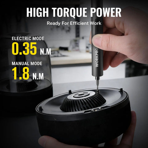Go-To 20-In-1 Mini Electric Screwdriver Set For DIY And Electronics, All-In-One Precision Driver With 180 RPM Electric Mode And 0.35 Nm Torque, Manual 1.8 Nm, in hand driving a small device screw
