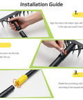 Installation guide for Heavy Duty Garden Rake With 78 Inch Handle And Twisted Tooth Tines 12 Metal Head Rake assembly steps
