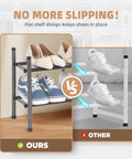Comparison of Expandable Shoe Rack For Closet And Entryway, Metal 8 Pairs Stackable Organizer versus other rack, flat design highlighted.