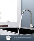Cold Water Only Kitchen Faucet With Heavy Duty Solid Stainless Steel Construction Built To Last Deck Mount Bar Faucet running water.