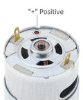 Beefed Up 24V 40000 RPM High Speed DC Motor With Fine 10 Teeth Gear Upgrade close-up of motor top view with positive terminal