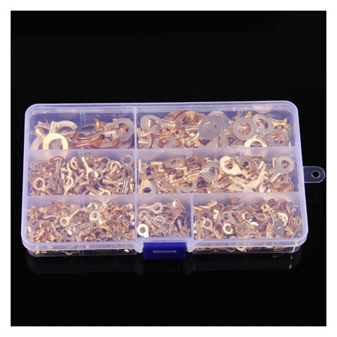 Solid 540 Pcs Non Insulated Copper Ring Lugs Kit M3 To M10 Crimp Terminals Wire Connectors Eyes Heavy Duty Assortment Set For Pro Projects And DIY Wiring Jobs That Need Reliable Connections in organizer box