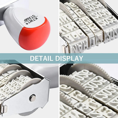 Detail of Slick 1.5 Inch Rubber Line Dater Stamp Featuring Quick Twist Dial Calendar and rotating numbers for year setting.