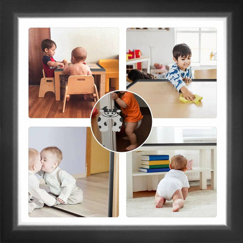 Children playing safely with kid safe edge and corner guard for baby proofing furniture 18ft of edge guards and eight corner cushions