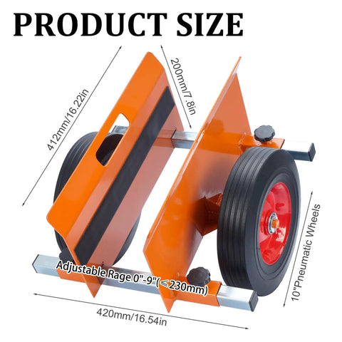 Orange Beefy Heavy Duty Panel Dolly 1100 Lbs Capacity With 10 Inch Solid Wheels Door Cart, size dimensions shown in image