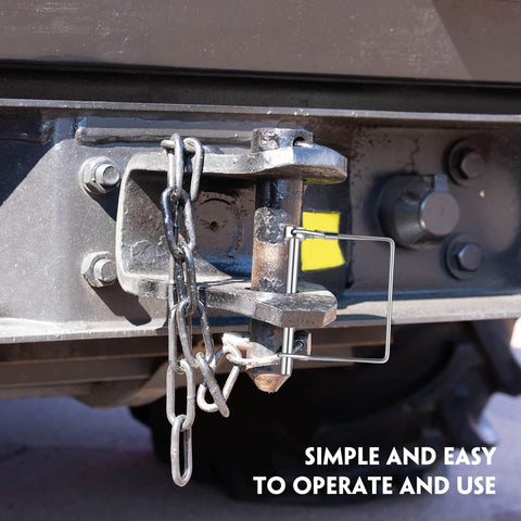Beefy 60 Piece Set Of Safety Locking Pins, 0.25 Inch Diameter And 2.75 Inch Long, installed on trailer hitch coupler
