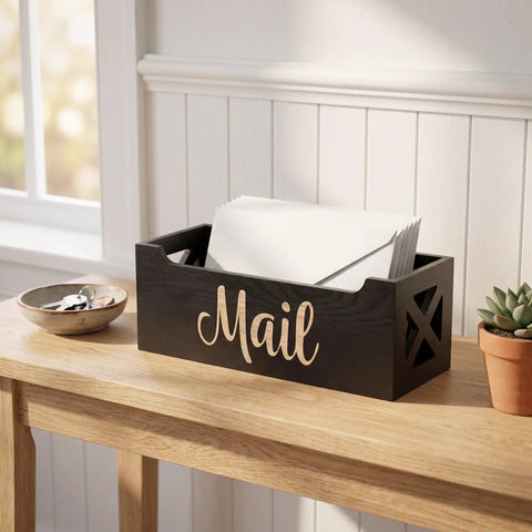 Wood Wall Mount Mail Organizer Keeps Envelopes Bills Letters And Cards Neatly In One Sweet Spot Ideal Home Office Storage Eleven Point Zero