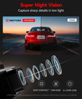 Image showcasing super night vision of 4K Front And Rear Dash Cam With Crystal Clear Starvis 2 Sensor with comparison demonstration.