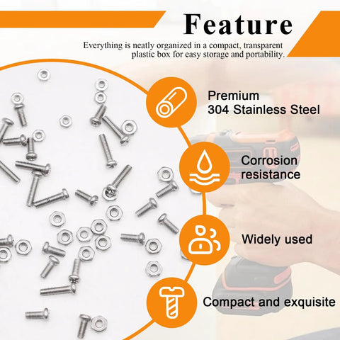 Massive 1120Pcs 304 Stainless Steel Micro Screws Nuts Set M1 To M2.5 With Hex Nuts And Phillips Pan Head Small Machine Screws