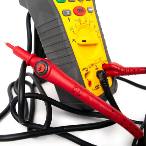 Insulation Resistance Tester 1000V Megohmmeter For Electric Pros Pro Grade Quality, 0.01MOhm To 2GOhm Range, Voltage Check Up To 1000V, High Accuracy Meter For Troubleshooting And Safety Compliance, yellow handheld tester with red probes