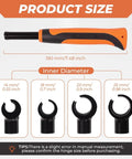 Four interchangeable wrench adapters for Door Hinge Gap Adjusting Tool Kit with rubber grip, showing sizes 14mm-25mm.