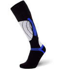 Elite Wool Race Ski Socks For Cold Weather Skiing And Snowboarding, Comfy And Breathable Warm Wool Blend, Black Blue, Large XL