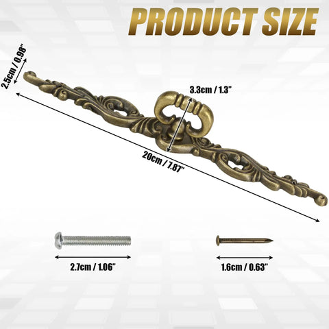 Vintage Bronze Long Drawer Pulls Old School 4 Pack With Screws 200mm Length, showing product size and included screws, rustic zinc alloy.