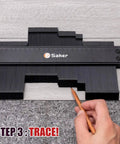 Precision Contour Gauge For Shape Copying Fast Fix Carpentry Tiling Plumbing Quick Draw Tracer Tool for irregular curves and pipe fitting, 10 inch and 5 inch blades shown during tracing.