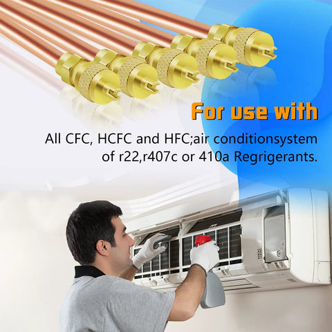 30-pack brass Schrader HVAC service valves for refrigerant charging; 1/4'' SAE x 1/4'' OD, 3.54'' stem