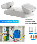 Four Pack White LED Exit Signs With Two Head Emergency Lights UL Listed Indoor Commercial Pro Grade Quality 120 To 277 VAC
