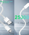 CarPlay USB A To USB C Fast Charging Cable 3ft Twin Pack showing flexible white cable design and TPE outer layer