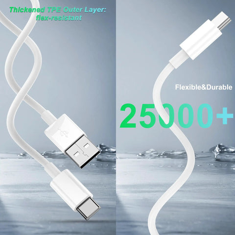 CarPlay USB A To USB C Fast Charging Cable 3ft Twin Pack showing flexible white cable design and TPE outer layer