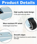 2 Pack Gate Caster Wheels Replacement With Rubber Rolling Swivel Casters highlighting high-quality metal, PP wheel, and smooth edges.