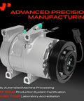 Built Tough AC Compressor With Clutch Straight Swap Kit For Hyundai Sonata And Kia Optima 2011 Through 2014 Vs16e Model displayed from the side with six groove pulley.