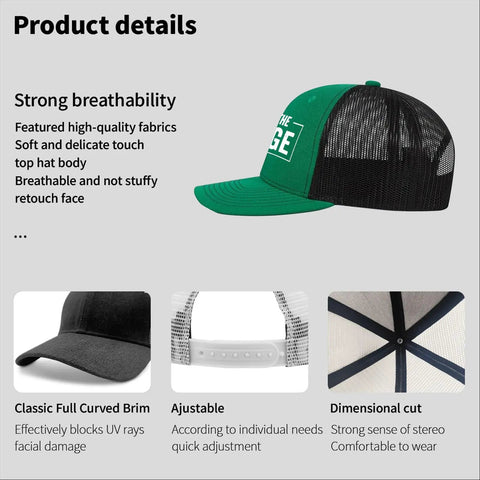 Breathable Low Profile Trucker Cap For Men With Adjustable Buckle, green color with mesh back and classic style