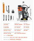 Heavy Duty Magnetic Drill Press 1550W with accessories, size 14.4x9.1x19.5 inches, ideal for core cutting and tapping tasks.