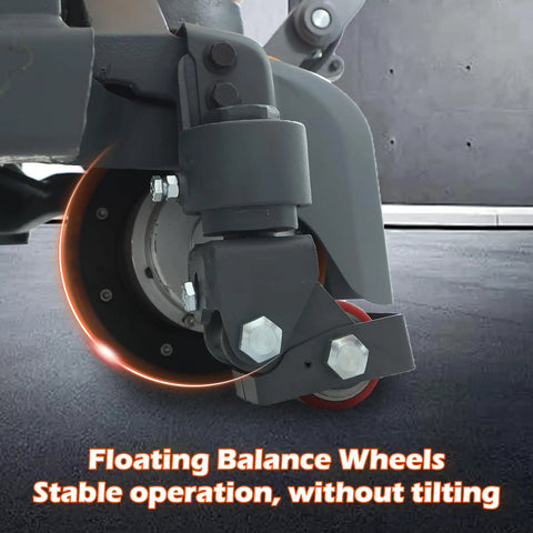 Floating balance wheel of Powerful 3300 Lb Full Electric Pallet Jack With Li Ion Battery for stable operation.