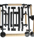 Rustic Barn Door Handle Set Black Carbon Steel Heavy Duty Sliding Pull Knob Hardware For Wood Doors And Gates, Vintage Style Barn Gate Pulls, Built To Last Iron Construction, Easy Install, assorted rope-wrapped handles