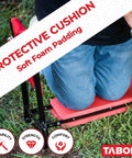 Person kneeling on All In One Garden Kneeler And Seat Bench With Tool Bag Pouch And Foam Pad Cushion Lightweight Foldable Workseat