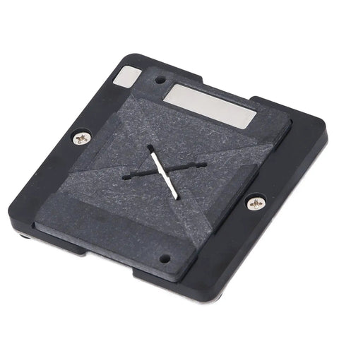 Six In One BGA Reballing Stencil Kit With Stainless Steel Magnetic Jig showing close-up of black jig component for board repairs