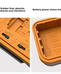 Interior view of Rugged Water Resistant Camera Battery And Card Case showing rubber liner and battery compartments.