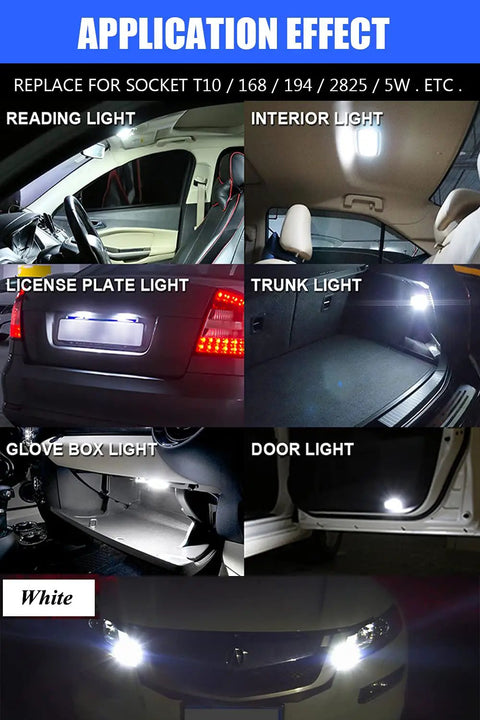 30 Pack 194 LED Bulbs 6000K Cool White Canbus Error Free T10 Wedge COB Bulbs For Car Dome Map Door Courtesy License