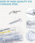 High-quality 410 stainless steel hex head concrete Tapcon screws and drill bit in a kit, 1/4 x 1 1/4 inch size.