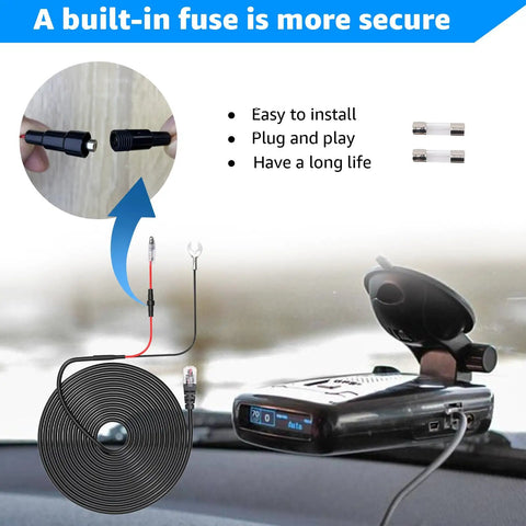 Radar Detector Hardwire Kit for Escort, Valentine One, Uniden, Beltronics, Cobra with RJ-11 Style Jack and installation features.