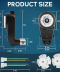 Detailed view of 24 Volt RS555 35000 RPM High Speed Motor Gearbox Upgrade Kit dimensions and components for Power Wheels Ride On Toys