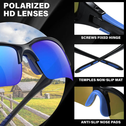 Fly 4 Pack Polarized Sunglasses For Men Featuring Uv400 Anti Glare Protection Lightweight Half Frame Design Ride Ready For Cycling Running And Fishing Clean Shades